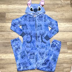 Disney Stitch Pajamas Sleepwear One Piece Hooded Costume Kids Youth S (4-6)