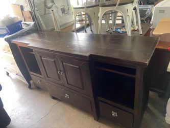 Large tv stand heavy rustic with storage