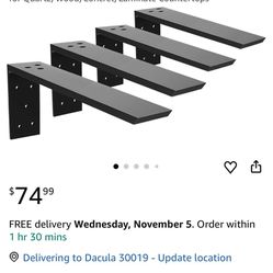 Countertop Support Bracket 3 Pack Heavy Duty Granite Hidden Forward L Shelf Bracket 18" x 8" x 2 1/2" Metal Corbels for Quartz/Wood/Concret/Laminate C