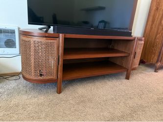 Studio McGee x Target Caned Door TV Stand Media Console - Walnut/Brown