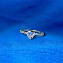 Silver Moissanite Heart Ring 