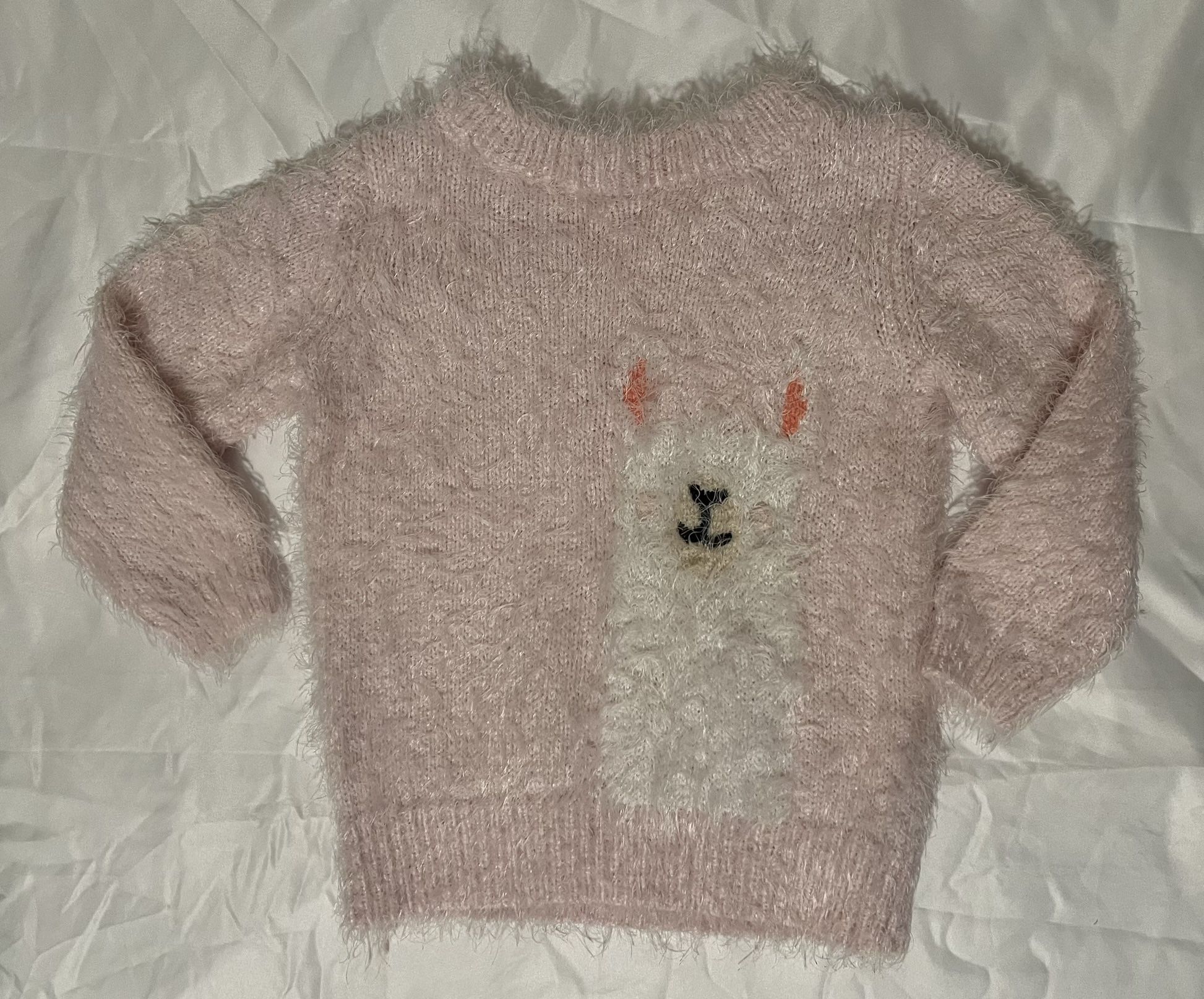 Cat & Jack Pink Fuzzy Llama Sweater Size 18 Months