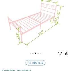 Pink Twin Size Bed Frame 