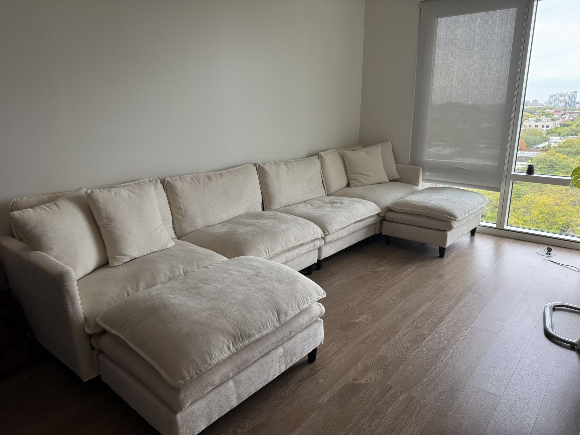 BRAND NEW IN BOX Sectional Chenille Sofa with 2 ottomans
