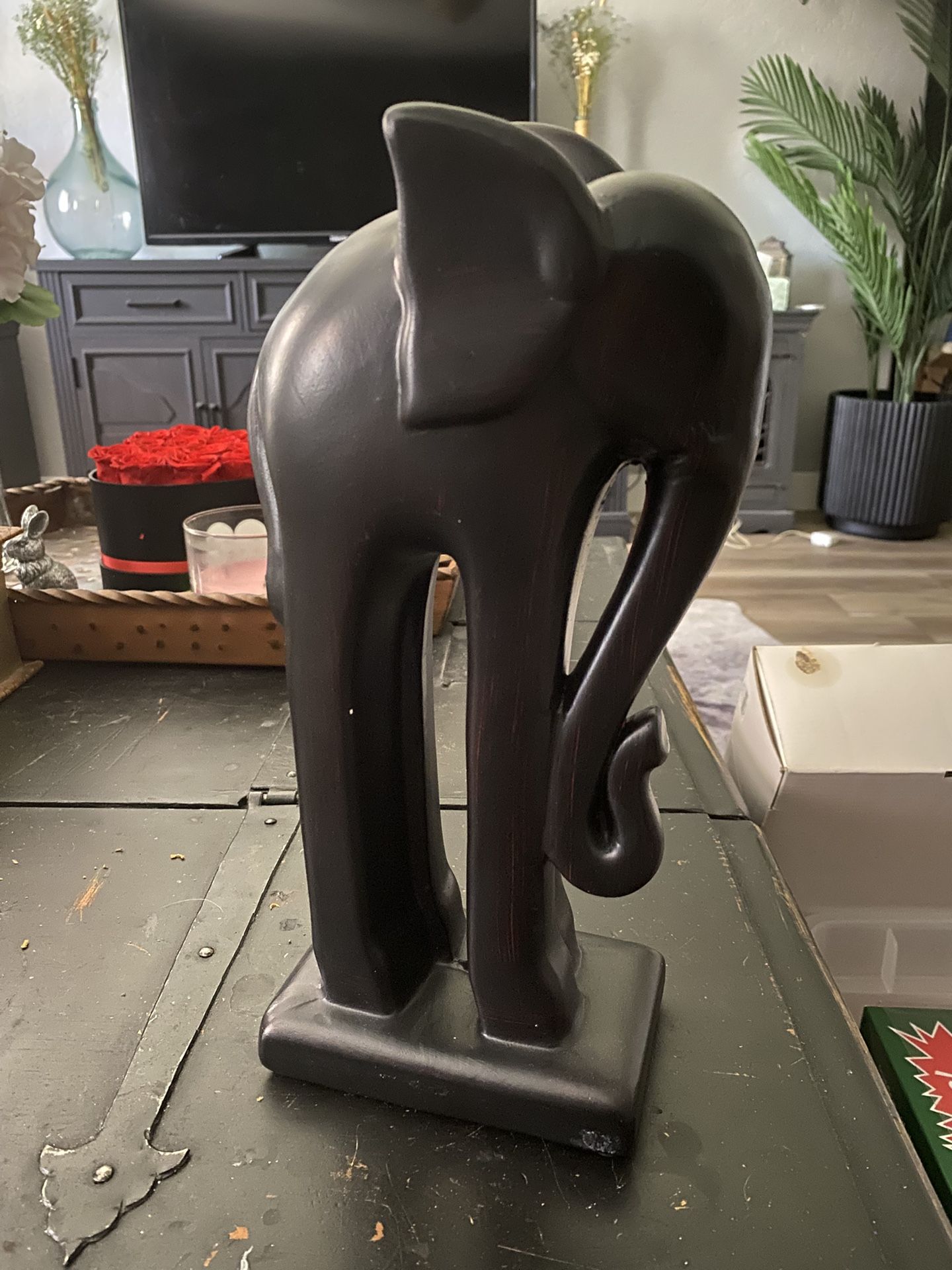 Ceramic Elephant Statue Black - Black