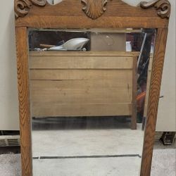 Antique Mirror, Late 1880's, Beveled Glass, 32"×20"