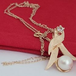 ⛔️RESERVED⛔️14k Beautiful Solid Yellow Gold Necklace, Fresh-Water Pearl Pendant!/ Cadena y Dije de Oro con 1 Perla! 👌🎁 