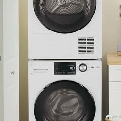GE GFW148SSMWW 24 Inch Front Load Washer & GE GFT14ESSMWW 24 Inch Electric Dryer
