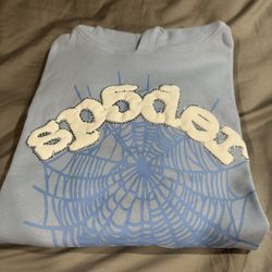 Sp5der hoodie light Blue