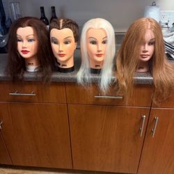 Lot of 4 Cosmetology Mannequin Heads with Hair