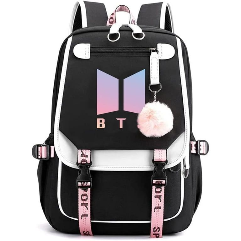 Kpop Bts School Backpack Merchandise, Features USB and Audio Cable Interface Breakers, Suitable For Students, Bts Laptop Bts and Casual Backpack