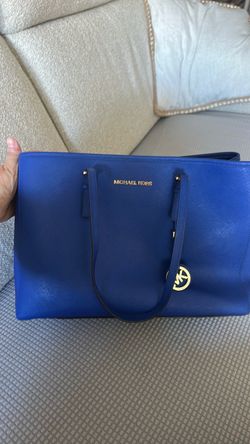 Michael Kors Blue Saffiano Leather Tote Bag