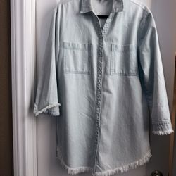 Denim Shirt / Jacket Washed Blue button up Casual Long Sleeves 
