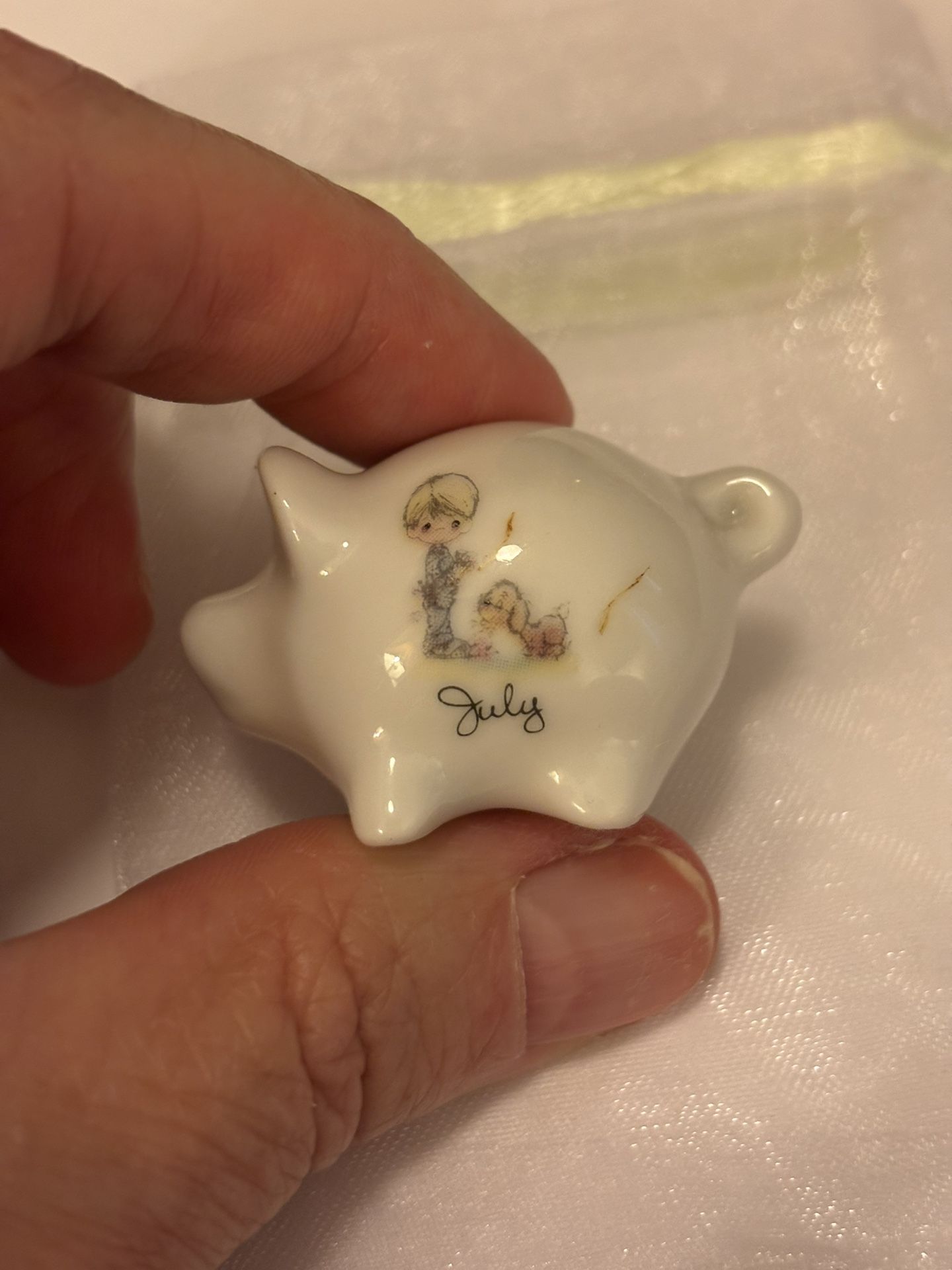 Vintage Enesco Precious Moments Miniature Porcelain Pig Figurine Birth Month July