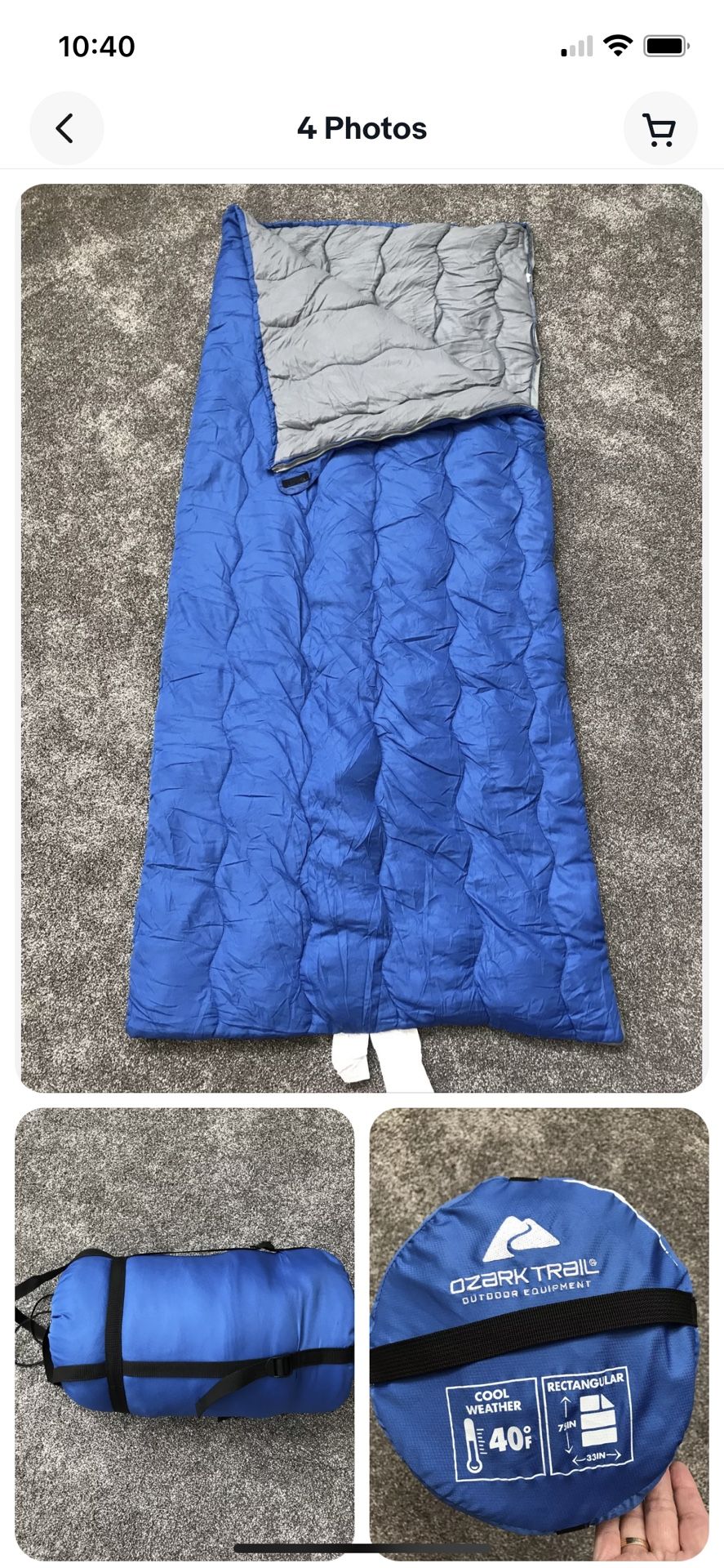 Ozark Trail Cool Weather 40-Degree Quilted Sleeping Bag (75 in. x 33 in.)