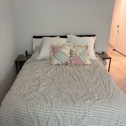 Entire Bedroom Set- Bedframe, Mattress And 2 Nightstands