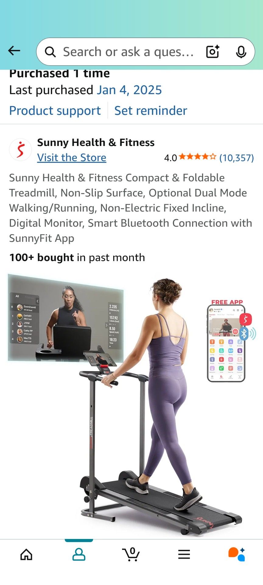 Sunny Health Manual Treadmill