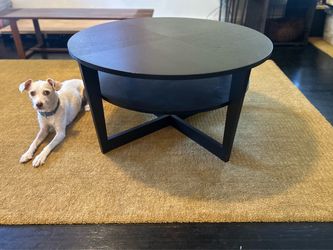Round Coffee Table with Dark Wood Finish