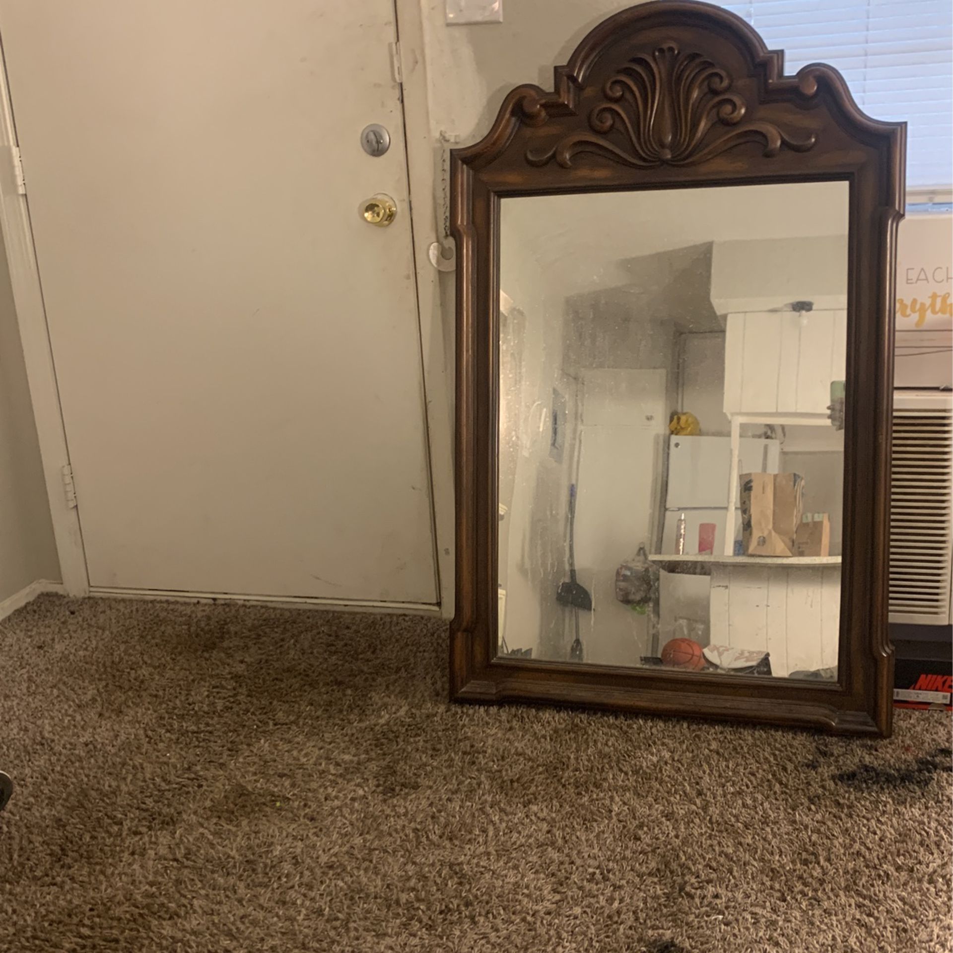 wood antique mirror 