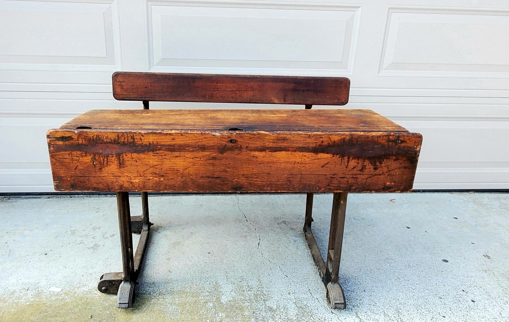Antique School desk, County Borough of Ruby Education Committee