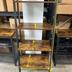 Bookshelf 4 Tier, Open Large Bookcase, Industrial Style Shelves, Wood and Metal Bookshelves for Home Office, Easy Assembly