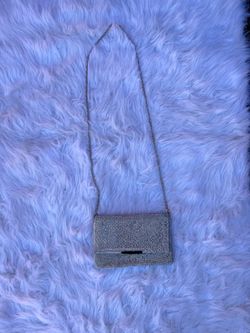 Silver Rhinestone Clutch with Chain Strap
