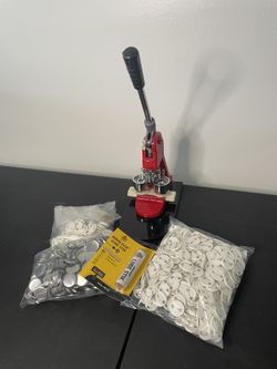 Pin-back Button Maker Machine with 500+ button parts, + lubricant stick - interchangeable size type