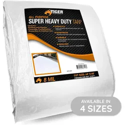 40x60 Heavy Duty Waterproof Tarp, 8 Mil Poly Tarp, Tear and UV Resistant
