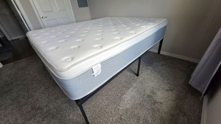 14" California King Pillowtop Mattress & Tall Metal Platform Bedframe