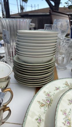Green flower fine china bowls