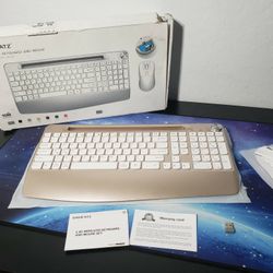 New Wireless Keyboard and Mouse, Full-Sized Ergonomic Keyboard W/ Wrist Rest, Phone Holder, Volume Knob,2.4 Silent Cordless Keyboard Mouse Combo for C