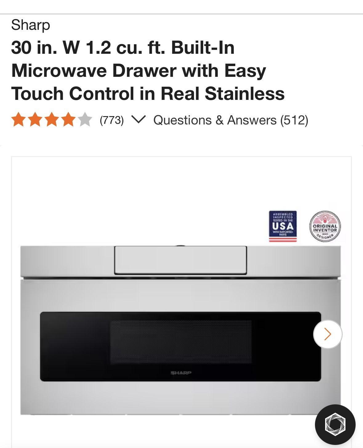 30 in. W 1.2 cu. ft. Built-In Microwave Drawer  