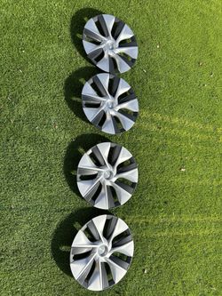 OEM Tesla Model Y Gemini 19" Wheel Cover Hubcap Rim Set x4 1044235-00-E