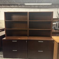 OFFICE /HOME FILE CABINET 2 DRAWERS LATERAL FILE COMBO WITH BOOKCASE 