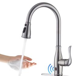 Clovis Pull Down Touchless Single Handle Kitchen Faucet in Brushed Nickel