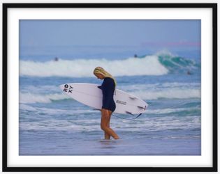 Framed Roxy Surfer Beach Photography Print