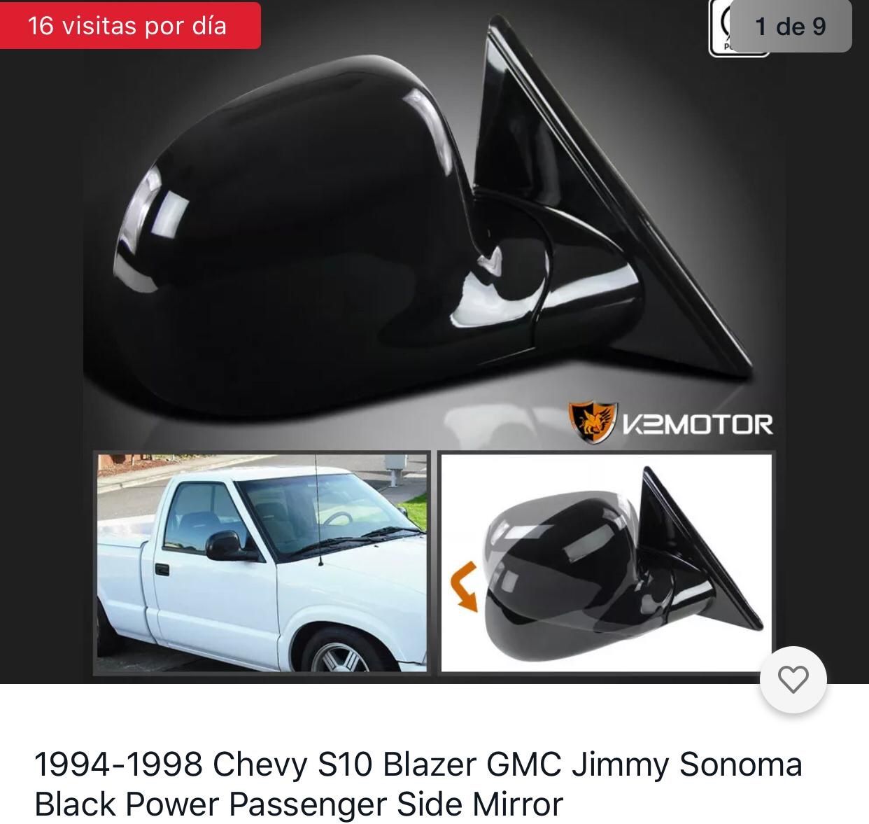 Espejo para chevy S10 blazer GMC 1994-1998