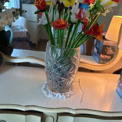 20 Glass Flowers And Crystal Case 