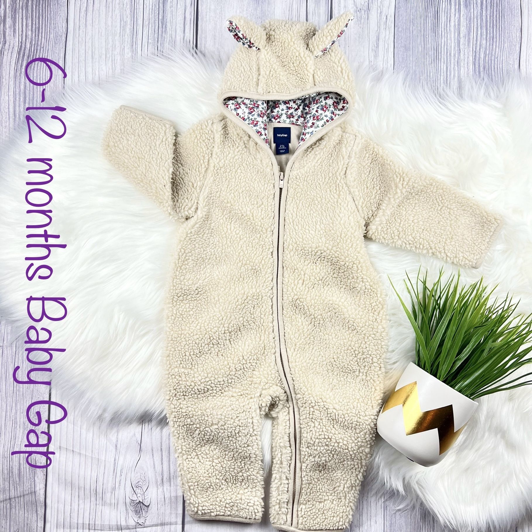 Baby Gap Bunny Ear Sherpa Hoodie One Piece Jacket