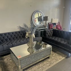 New Velvet 2 Piece sofa And love Seat set