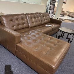 Baskove Real Leather Modern L Shaped Sectional Sofa with Chaise /P