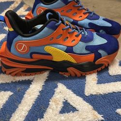 JAVI Sneakers Shoes, Orange-Blue/Yellow,