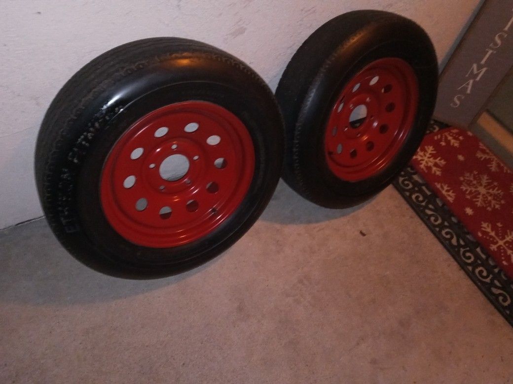 (2) USED 15 inch trailer wheels