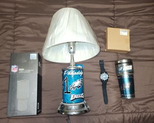 Brand New Philadelphia Eagles Cups, Lamp, Watch & Coasters 4 Sale...