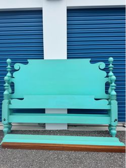 ETHAN ALLEN QUINCY KING BED FRAME AQUA COASTAL