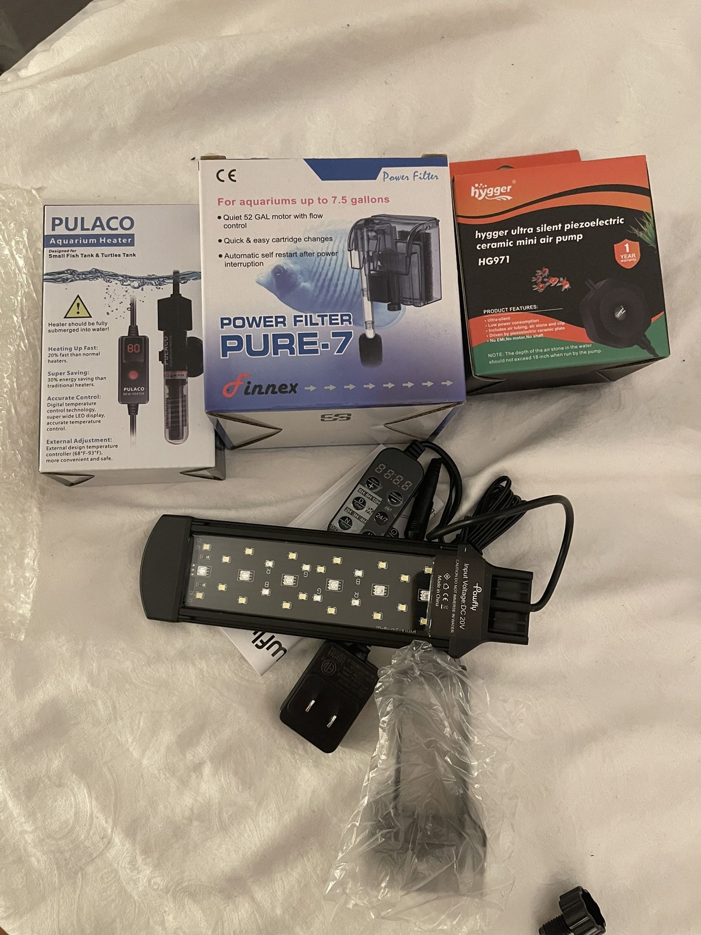 Fish Tank Heater, Filter, Light, Air Pump