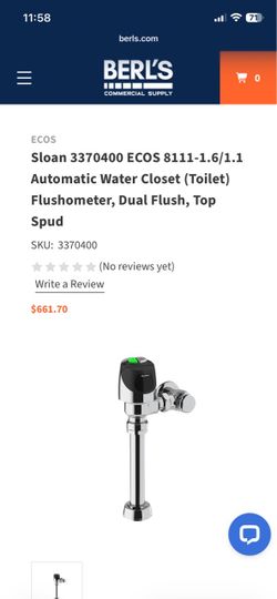 Sloan Automatic Water Closet (Toilet) Flushometer, Dual Flush, Top Spud