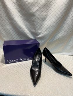 Enzo Angiolino “Eazinnon” black leather Pointed Toe Pumps size 7.5