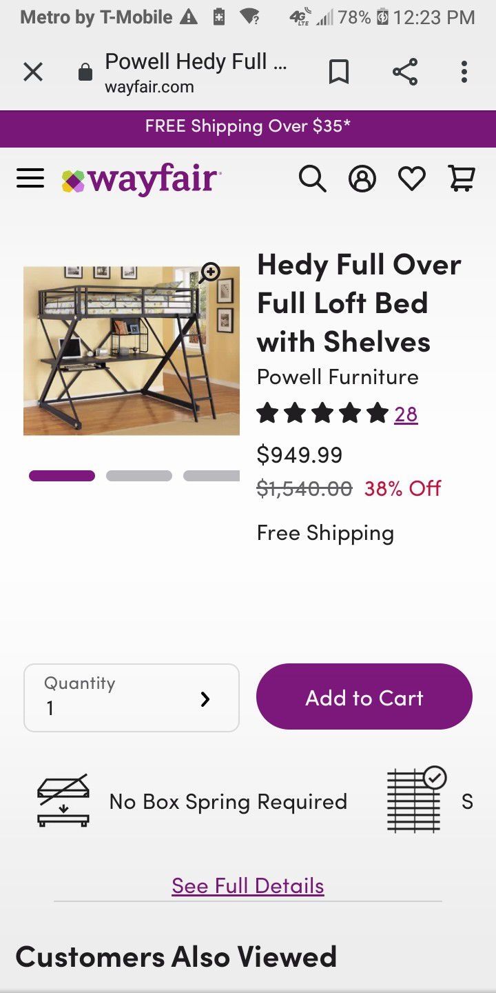 Hedy Full Size Loft Bed With Computer Desk An Shelves