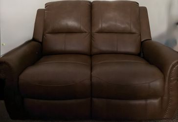Brown Leather Loveseat
